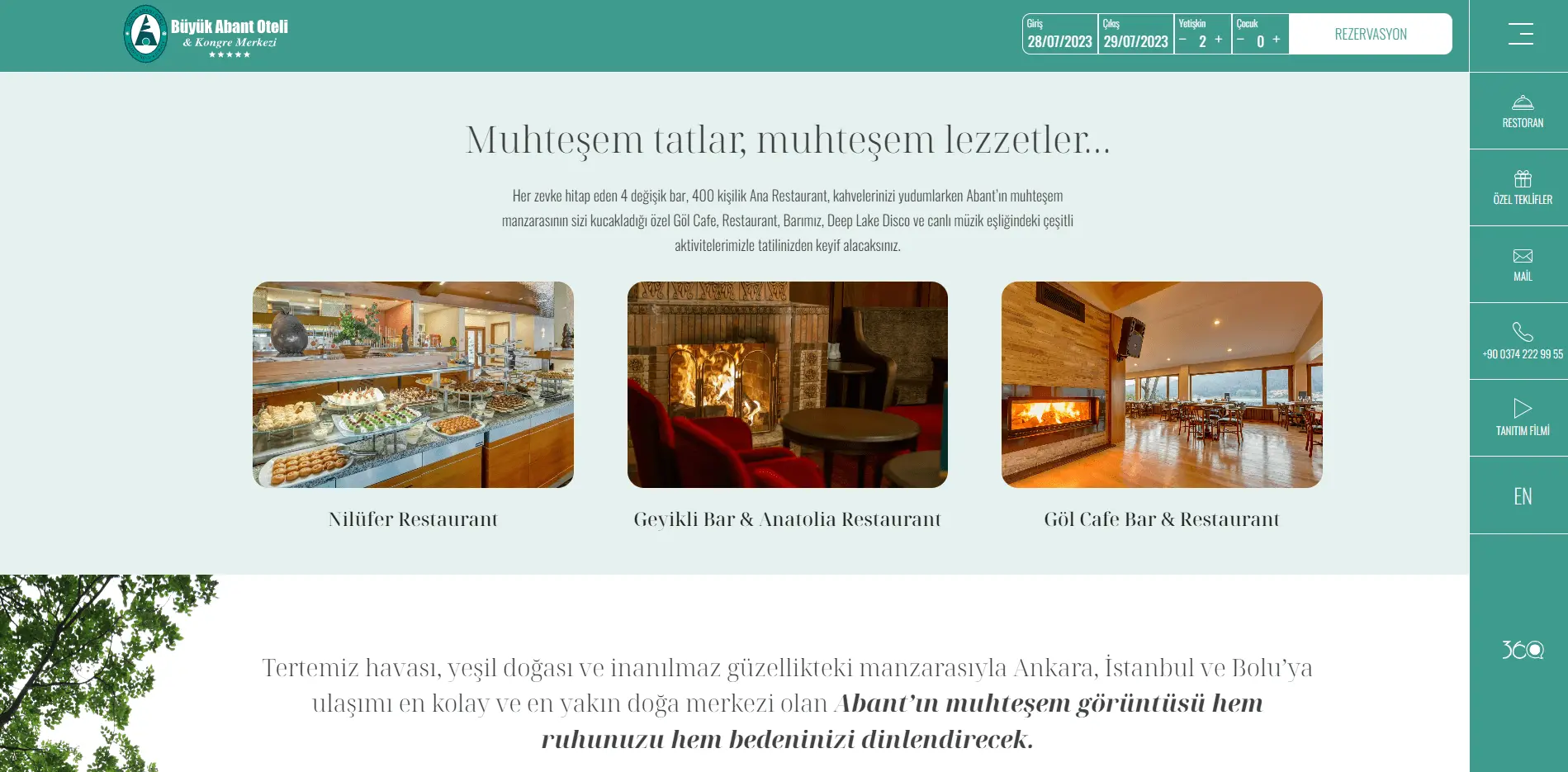Büyük Abant Oteli Web Tasarımı Ekran Görüntüsü
