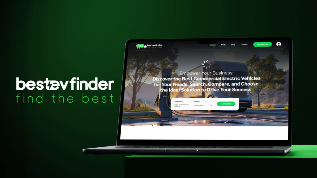 Bestevfinder web sitesi tasarımı — elektrikli araç karşılaştırma platformu
