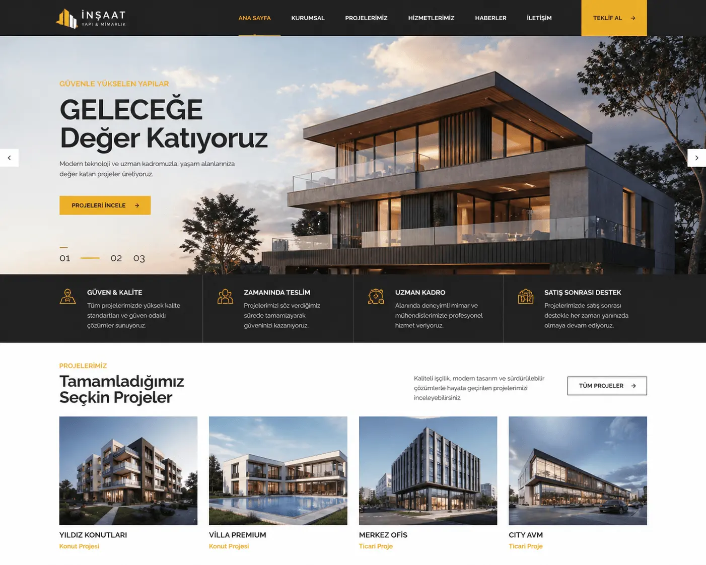 inşaat web sitesi template